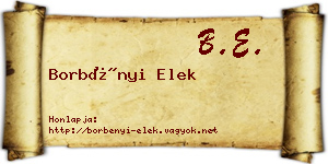 Borbényi Elek névjegykártya