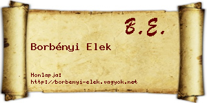 Borbényi Elek névjegykártya