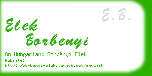 elek borbenyi business card