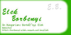 elek borbenyi business card